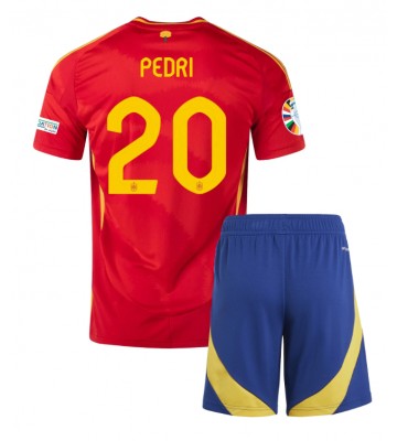 Spanien Pedri Gonzalez #20 Hjemmebanesæt Børn EM 2024 Kort ærmer (+ korte bukser)